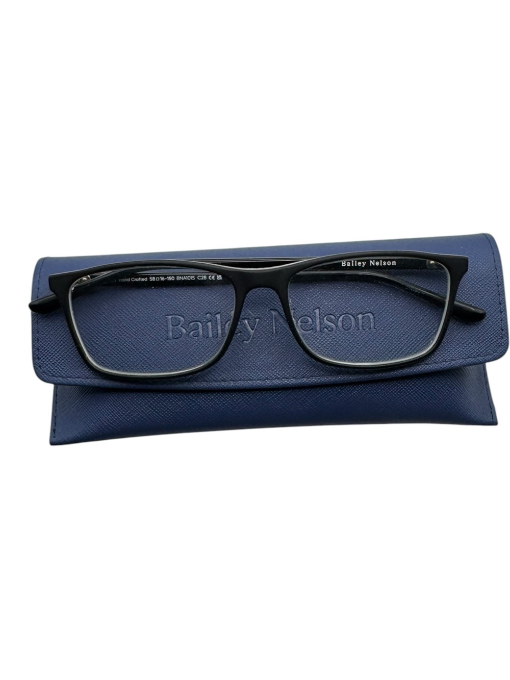 Bailey Nelson Noah Eyeglasses Frame Black Rectangle Handcrafted 58-16-150